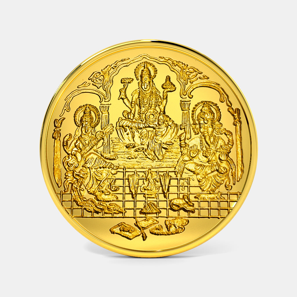 10 gram 24 KT Lakshmi Ganesh Saraswati Gold Coin