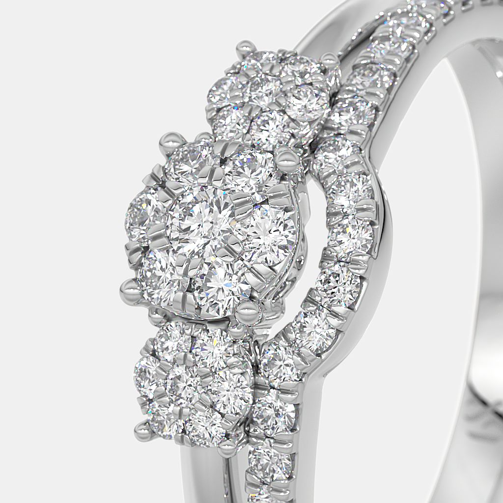 White Gold Engagement Ring Set Sparkle Diamond Bridal Ring Set