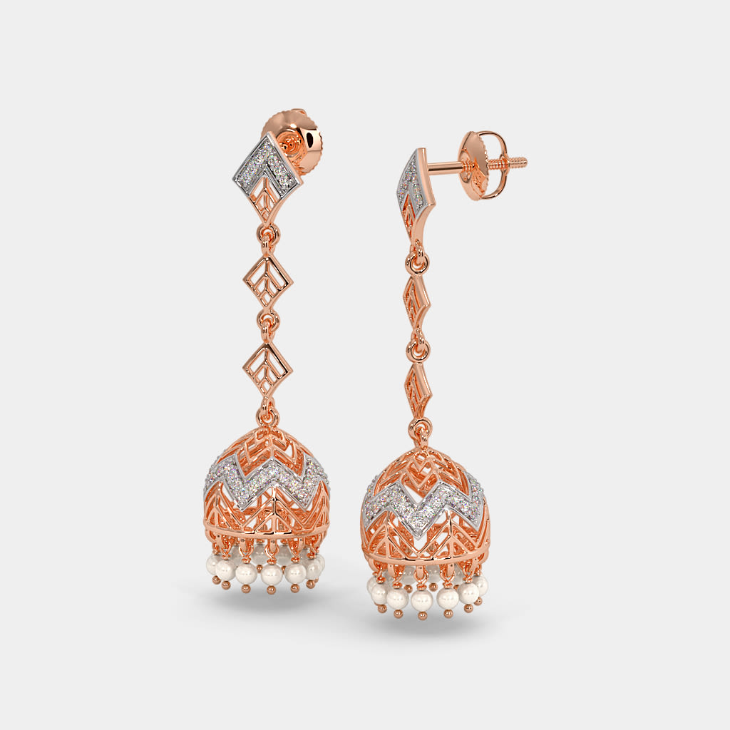 Buy CZ Classic Earring with rose gold plating 64188  Kanhai Jewels