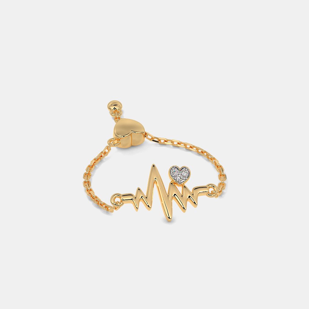 Gold coloured stainless steel bracelet heartbeat