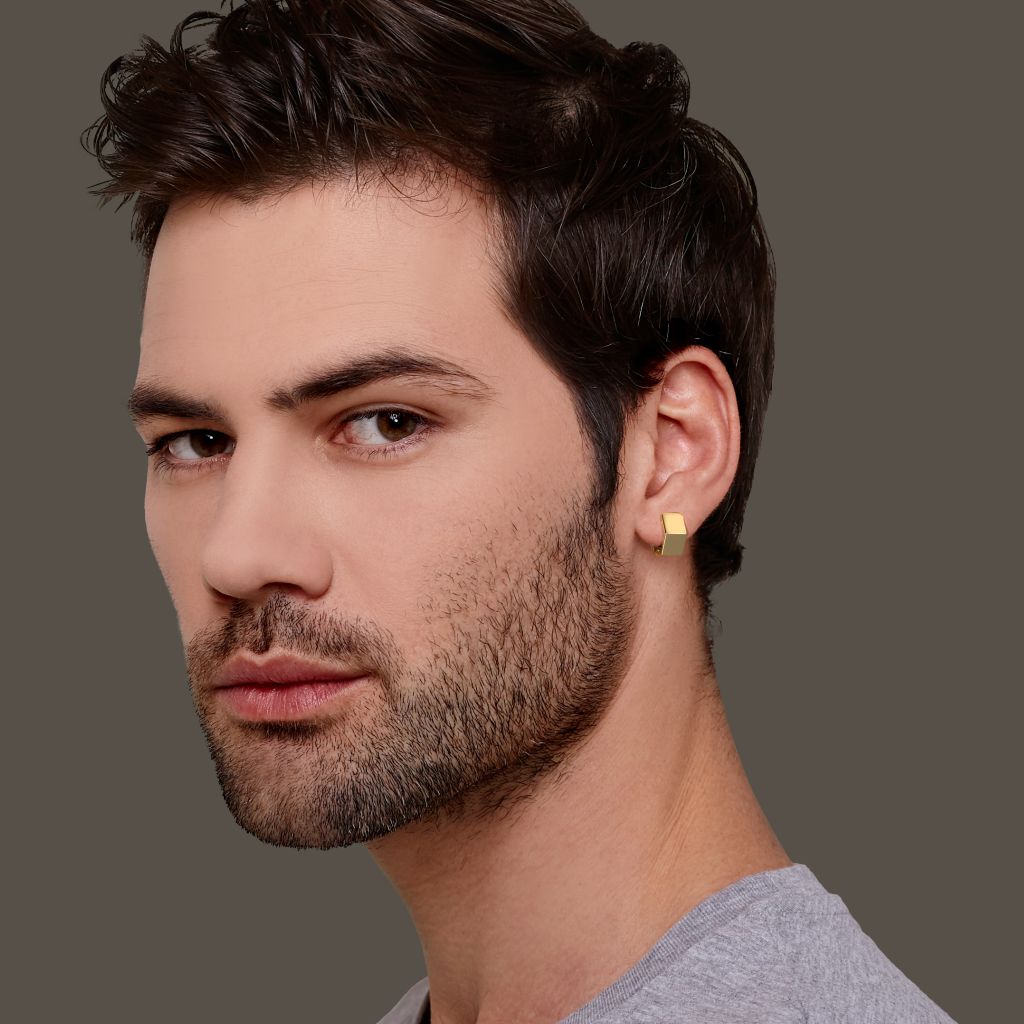 Men with gold earrings on sale