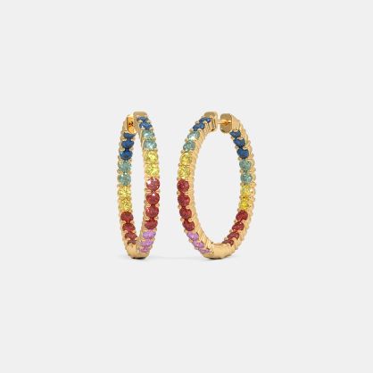 The Elate Multi Sapphire Hoop Earrings