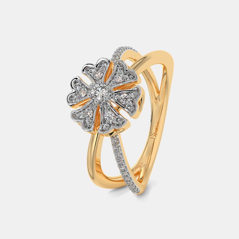 Round Fancy rose gold rings for woman  Round flower cluster cocktail –  Indian Designs