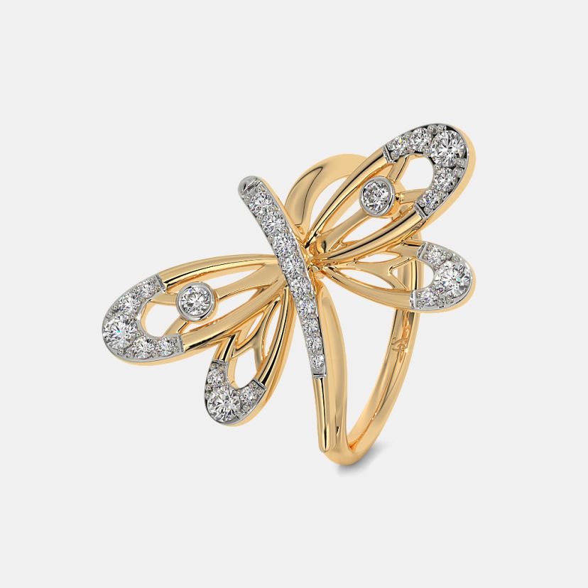 Gold ring butterfly design top