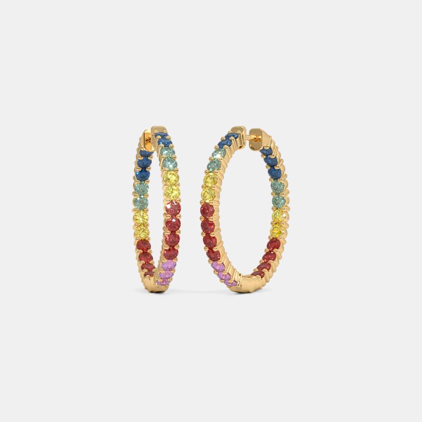 The Elate Multi Sapphire Hoop Earrings - image 1