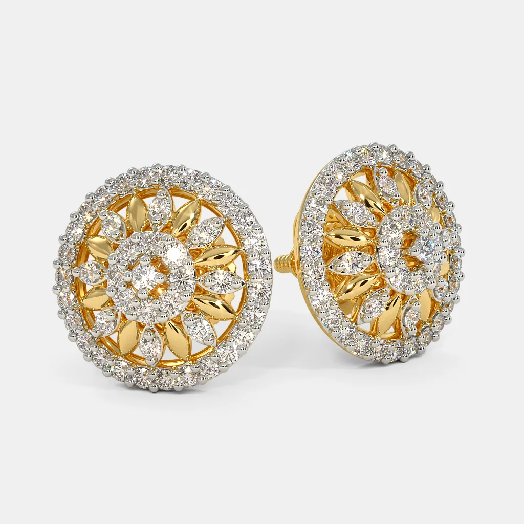 Buy Diamond Earring  14k Gold Earring  Diamond Cluster Earring  Online  in India  Etsy