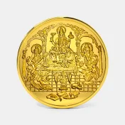 10 gram 24 KT Lakshmi Ganesh Saraswati Gold Coin - thumb 1
